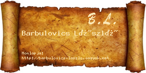 Barbulovics László névjegykártya
